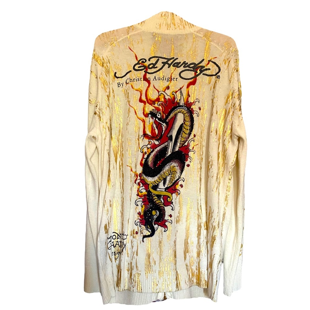 🌟Ed Hardy🌟 by 🔥Christian Audigier🔥 DBL Zip Sweater | Jacket Gem Y2K Jewel